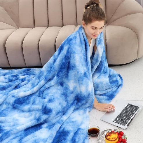 Cozy Fleece Throw Blanket Soft Lightweight Throw Blankets Warm Plush Blue Fall Blankets and Throws Couch Sofa Bed