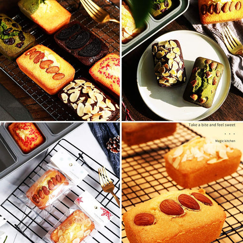 Non-Stick Mini Loaf Pan Cake Bread Baking Tray, 8-Cavity Carbon Steel Bakeware (Gray)