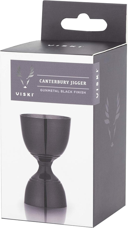 Viski Canterbury Double Measure for Cocktails, Stainless Steel Bartender Tool, Gunmetal Black