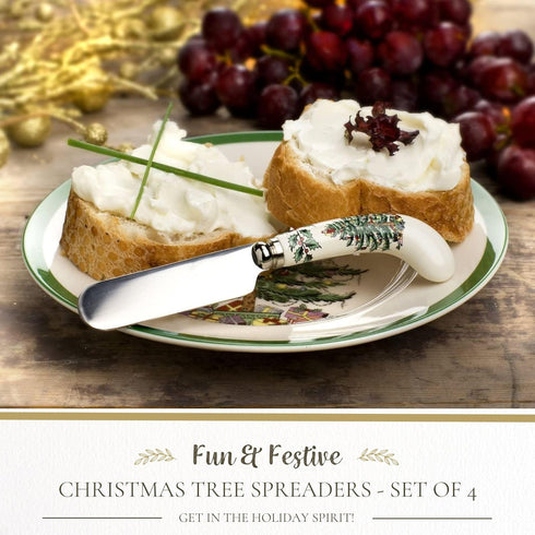Spode Christmas Tree Cheese Spreaders, Set of 4, 4.75" Stainless Steel Butter Knife