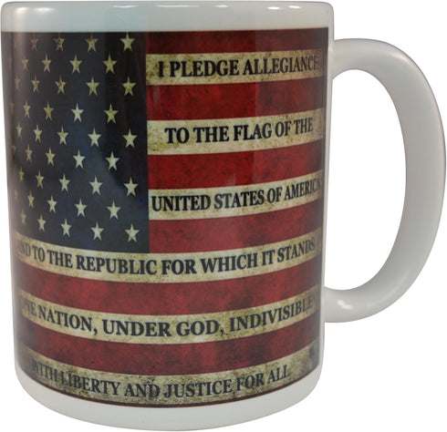 Rogue River Tactical Patriotic USA Flag Funny Coffee Mug Novelty Cup Gift America Pledge of Allegiance