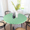 Sorfey Round Tablecloth, Fitted Elastic Vinyl with Flannel Back, 30 Inches Round, Waterproof Checked Green Design