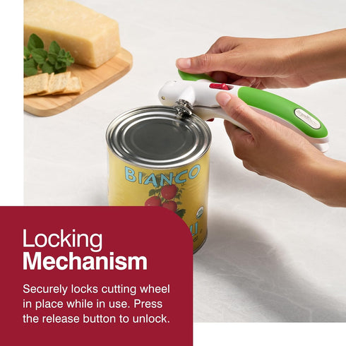 Zyliss Lock N' Lift Can Opener - Manual Can Opener with Built-In Magnet - Safety Can Opener with Stainless Steel Wheel - Handheld Kitchen Tool & Gadget - Green, 7.5" by Zyliss