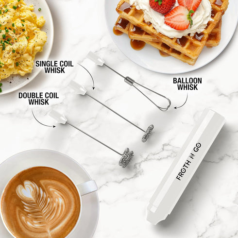 Zulay Kitchen Powerful Rechargeable Milk Frother with Case - Froth N Go Compact Handheld Foam Maker for Lattes