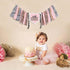 YOUAME Girls Leopard Print High Chair Banner - Wild One High Chair Decors, Pink Jungle Party Cheetah ONE Year Birthday