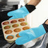 Extra Long Professional Silicone Oven Mitt, Heat Resistant Pot Holders, Flexible Gloves, Aqua, 1 Pair