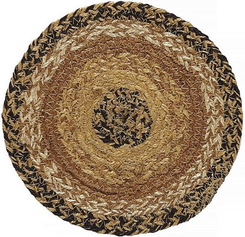 VHC Brands Kettle Grove Primitive Textured Jute Striped Round Kitchen Table Trivet, 8"