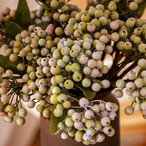 8 Bundles of 11.4" Artificial Berry Stems, Floral Sprays Berry Fruit Picks for Home D cor, Wedding, Garden (Pinkish
