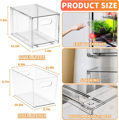 4 Pack Drawers,7.3 Closet SUOXING Clear Stackable Storage High Large Baby Bottle Organizer,Bathroom Organizers
