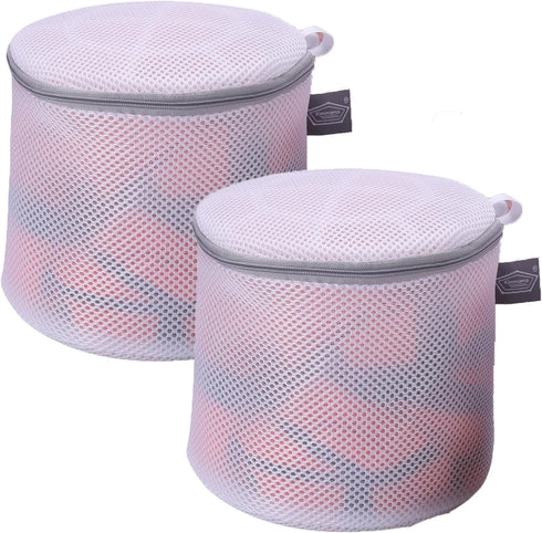 Kimmama Large Bra Washing Bags,Mesh Underwear Bag for Protect Shape in Washing Machine,20x20x20cm,Pack of 2, Grey Zipper