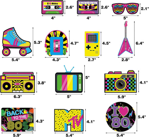 Bessmoso 28PCS 80s Party Decorations – Retro Hanging Swirls & Ceiling Streamers for 1980s Birthday
