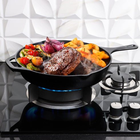 Utopia Kitchen Saute Fry Pan - Chefs Pan, Pre-Seasoned Cast Iron Skillet, 10.25 Inch Frying Pan for Indoor & Outdoor