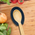 OGGI Spooner Ceramic Spoon Rest, Spoon Holder for Countertop, Kitchen Decor, Coffee Bar Accessories, Midnight Blue