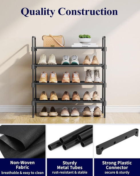 Closet, Closet 26.6" 4 Kitsure Shoe Rack for Shoe Organizer for Front Door Entrance, Stackable Shoe Shelf, Detachable