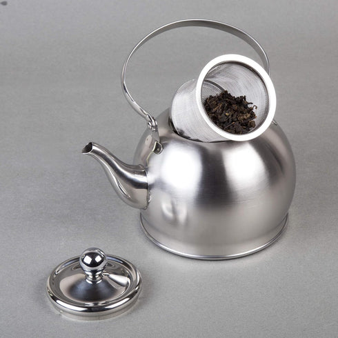 Creative Home Royal Tea 1.0 Quart Stainless Steel Stovetop Tea Kettle with Removable Infuser Basket
