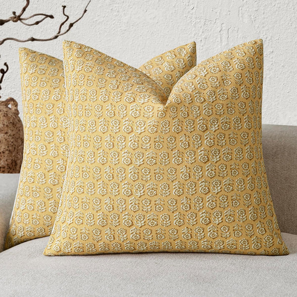 Foindtower Set of 2 Decorative Neutral Floral Print Throw Pillow Covers Vintage