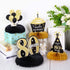Outus 8 Pcs 80th Birthday Table Decorations, Black Gold Honeycomb Centerpieces for 80 Years Anniversary
