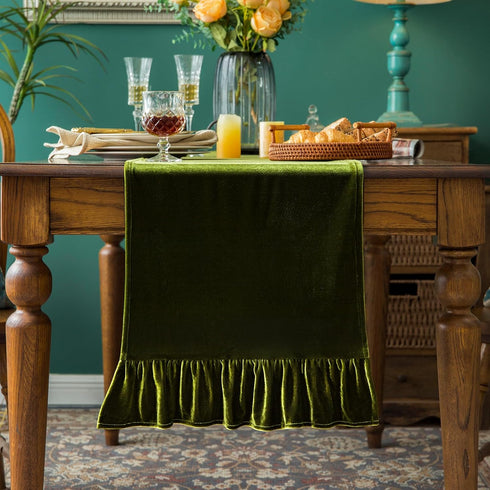 Velvet Table Runner Soft Decorative Luxurious Solid 90 Inches Long Tablecloth with