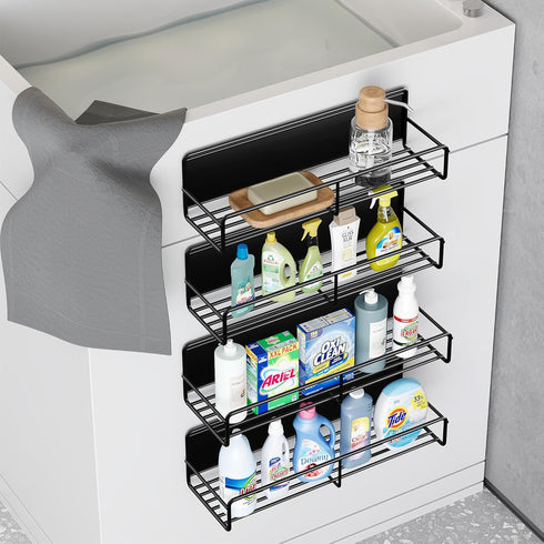 4 Pack Magnetic Spice Rack Organizer - for Refrigerator, Black