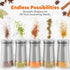HOME EC Salt and Pepper Shakers Set, Adjustable Pour Holes, Glass and Stainless Steel Spice Dispenser