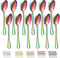 Rainbow Dinner Spoons 12 Pieces, 18.5cm Stainless Steel with Rainbow Titanium Plating, Dishwasher Safe