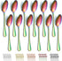 Rainbow Dinner Spoons 12 Pieces, 18.5cm Stainless Steel with Rainbow Titanium Plating, Dishwasher Safe