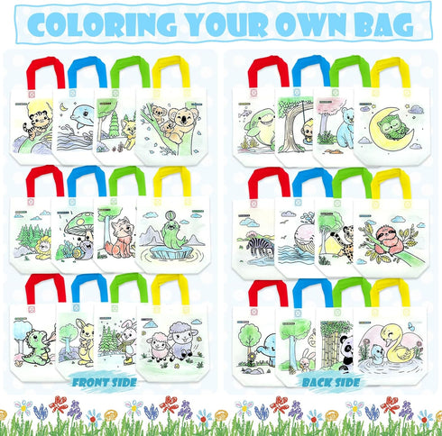 HahaMagic 12 12 Crayons(7-in-1), Coloring Goodie Bags with Reusable Art Party Favors for Kids Classroom, Birthday