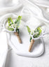 Woodland Boutonniere Set for Men - 2PC Handmade Greenery Corsage, White Antler for Wedding, Groomsmen, Formal Events