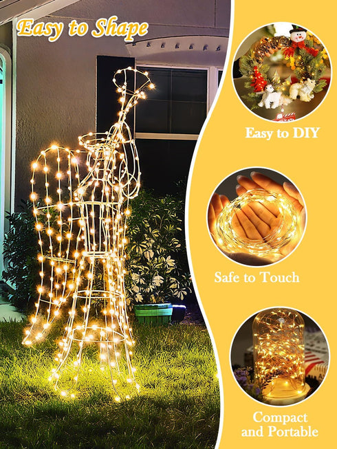 Lvuremxo 200 66ft 8 Dimmable LED Fairy Lights Battery Operated Twinkle Lights with Remote - Modes Timer Waterproof