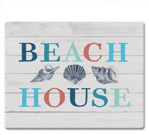 CounterArt Beach House 3mm Heat Tolerant Tempered Glass Cutting Board 10” x 8” - Manufactured in the USA
