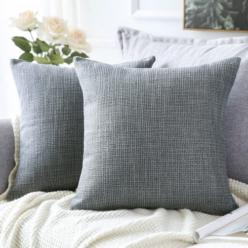 OTOSTAR Set of 2 Linen Throw Pillow Covers, 28x28 Inch Decorative Cushion Covers for Home Decor, Dark Grey