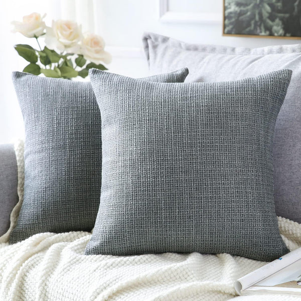 OTOSTAR Set of 2 Linen Throw Pillow Covers, 28x28 Inch Decorative Cushion Covers for Home Decor, Dark Grey