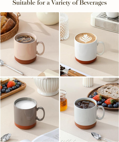 12oz Set 4, MALACASA Ceramic Coffee Mugs of Stackable Coffee Cups with Straight-Sided Design, Mugs for Coffee, Latte