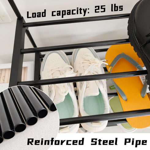 3-Tier Closet, Corridor-Closet Shoe Rack Organizer, Reversible Metal Space Saving Shoe Storage Shelf - for Entryway