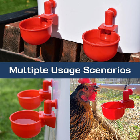 (8 Pack) Chicken Waterer Cups | Automatic Large Chicken Water Feeder for Chicks, Quails, Goose, Bunny and Birds |