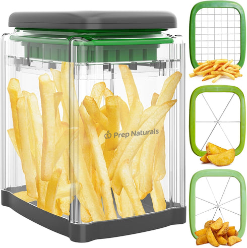 PrepNaturals 3-in-1 French Fry Cutter - Manual Potato Cutter for Fries and Vegetable Chopper