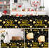 2 Pack 80th Tablecloths,54 108 inch Birthday x Disposable Black and Gold Plastic Waterproof Rectangular Table Covers