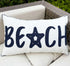 Nautical Style Embroidered Beach Throw Pillow Cover, White, 20" x 12"