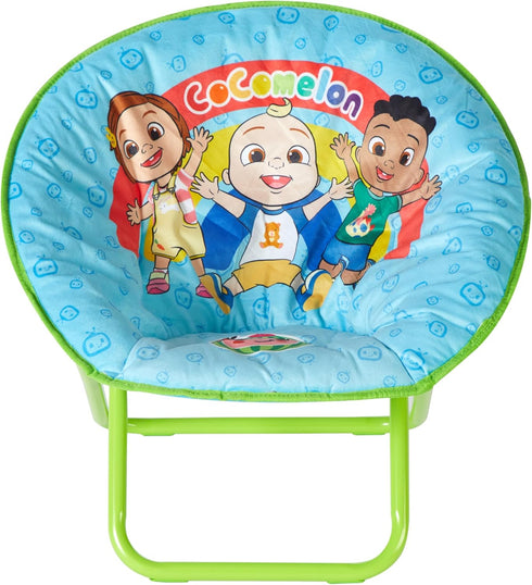 Chair,19 3+ Cocomelon Toddler Saucer Folding Chair with Cushion Featuring JJ, Cody & Nina, Kids Lounge Chair, Ages