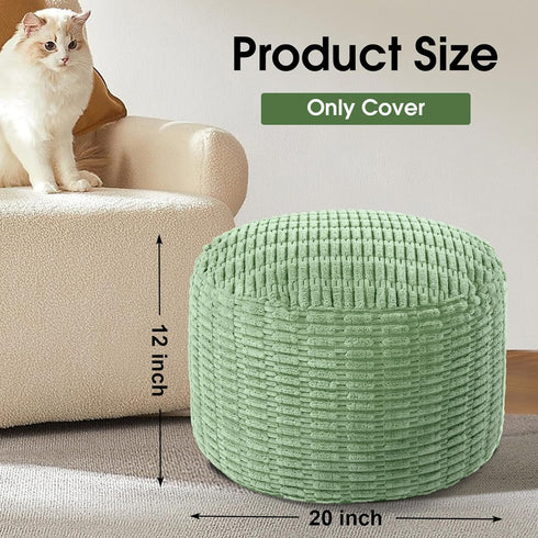 HOMBYS Unstuffed Ottoman Pouf Cover,Round Faux Fur Foot Stool, Fuzzy Chair, Floor Bean Bag(No Filler),Foot Rest