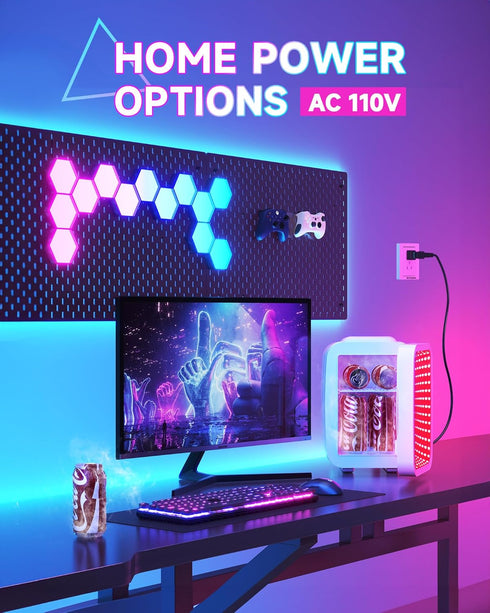 Mini Fridge, 4 Liter/6 Cans Small Refrigerator with Dimmable LED Light, AC/DC Portable Cooler for Bedroom, Office,