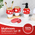 Set Mushroom Bathroom Decor Ceramic Soap Dispenser, Toothbrush Holder, Canister, and Soap Dish with Bamboo Accessories