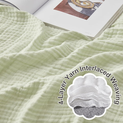 EMME 100% 50"x70") Cotton Throw Blanket Muslin Soft Blanket for Couch Breathable Gauze All Season Soft and Lightweight