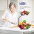 RICCLE Double Layer Metal Wire Fruit Basket with Banana Hanger for Kitchen Countertop, Produce and Vegetables Holder