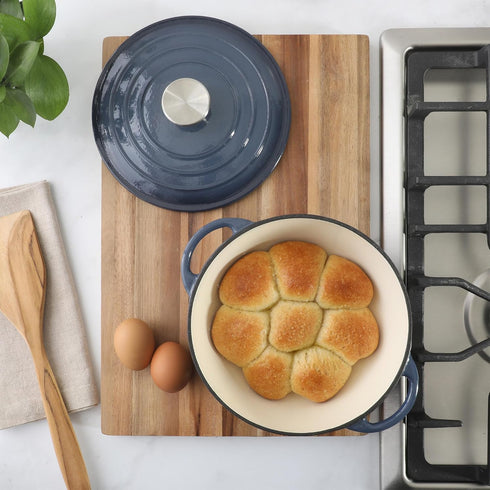 2.65 500F, Gibson Home Addlestone Qt Enameled Cast Iron Dutch Oven Pot with Lid Round, Oven Safe to Ideal for Bread