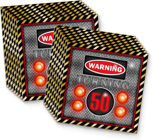 Warning Sign 50th Birthday Party Supplies Set, Plates Napkins Cups Tableware Kit for 16