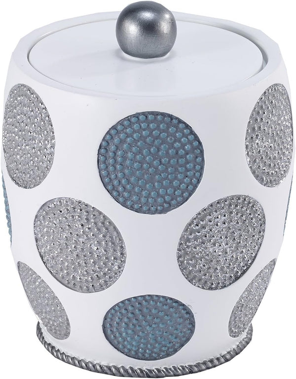 Avanti Linens Covered Jar, Countertop Organizer, Stylish Home Decor in Dotted Circles Collection, White