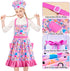 MHJY Kids Apron Hat Set for Girls Vintage Pleated Skirt Aprons Adjustable Kitchen Apron with Pockets for Baking Cooking