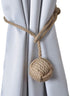 RII Beautiful Curtain Tiebacks, Natural Soft Jute Curtain Rope Pullback, Handmade Rustic Decorative Holdbacks, 2 Pair