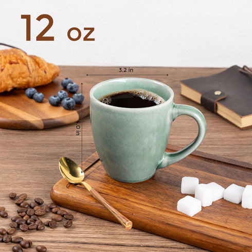 Set 4, 12oz Set GBHOME Ceramic Coffee Mugs of Stoneware Coffee Mugs For Dad Mom Women MEN, Light Weight Coffee Cups